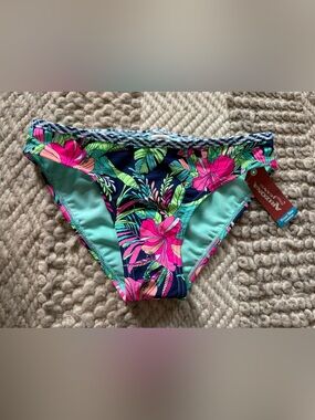 Arizona Floral Bikini Bottoms in Navy, Hot Pink & Mint juniors small women’s XS